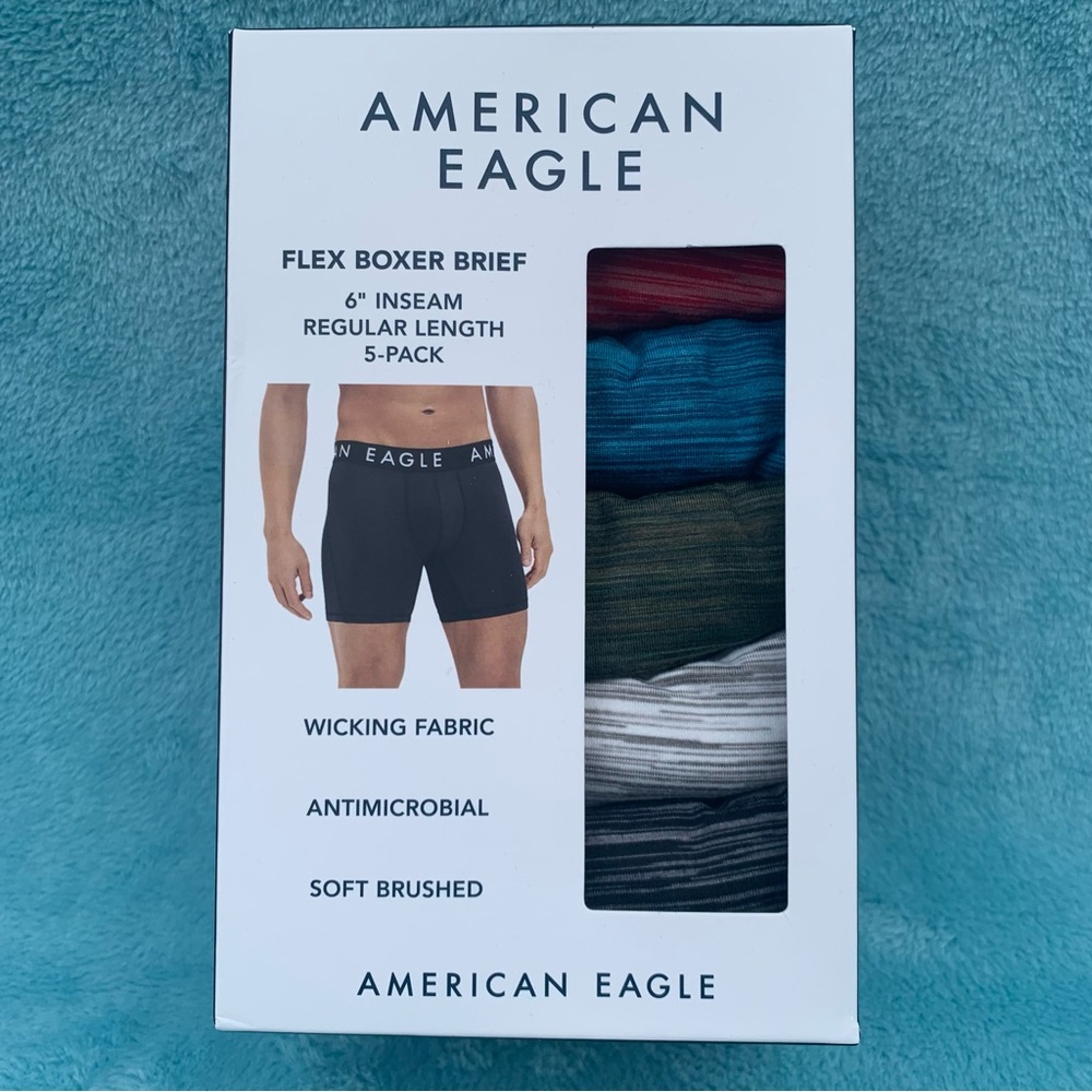 AEO Men's 6" Classic Boxer Brief 5-Pack | XS | Multi-Color NEW!!